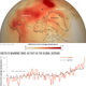 Map: temperatures across the Arctic compared with the 2015-2016 average. Graph: yearly temperatures since 1900 compared with the 1981-2010 average for the Arctic (orange) and globe (gray). Image: NOAA